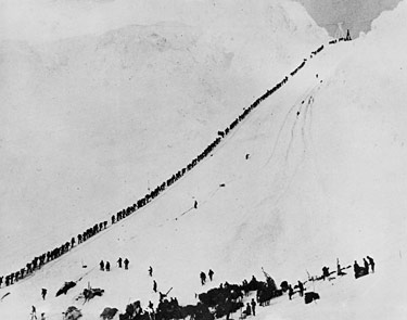 Miners Climb Chilkoot Pass in Alaska